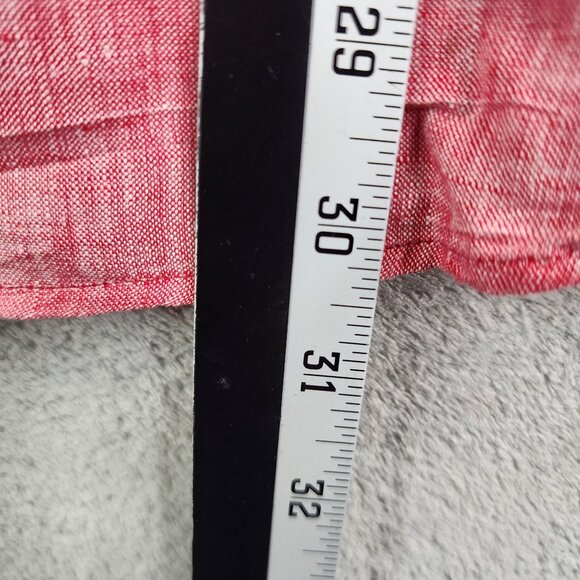 Mens Red Phil & Shark Yachting Shirt Button-Up 100% Linen Long Sleeve Size L - Picture 10 of 11